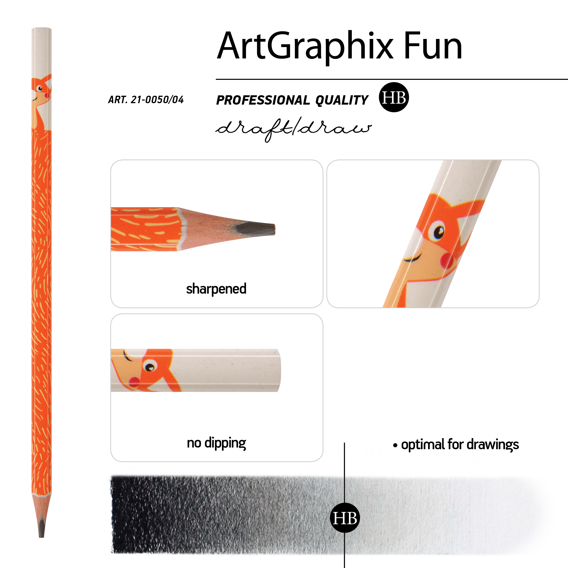 КАРАНДАШ ЧЕРНОГРАФИТОВЫЙ "ArtGraphix. Fun. Лисенок" НВ (пластиковый
