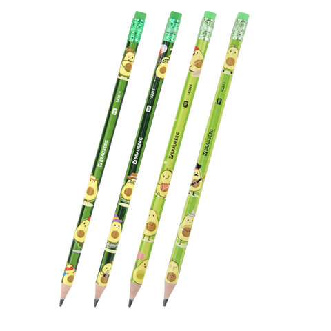 Карандаш чернографитный с принтом BRAUBERG "AVOCADO", 1 шт., HB, с