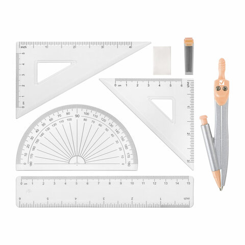 Готовальня BRAUBERG SCHOOL KIT, 9 предметов, циркуль 125 мм, чертежные Готовальня BRAUBERG SCHOOL KIT, 9 предметов, циркуль 125 мм, чертежные