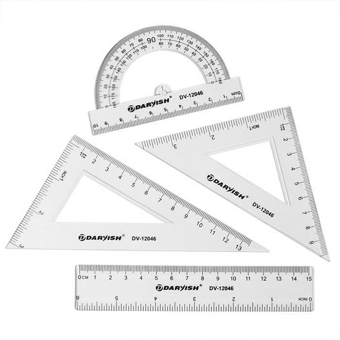 Набор геометрический "Darvish" 4 предмета (линейка 15 см+ транспортир+ Набор геометрический "Darvish" 4 предмета (линейка 15 см+ транспортир+