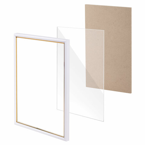 Рамка 21х30 см, пластик, багет 12 мм, BRAUBERG "HIT2", белая с Рамка 21х30 см, пластик, багет 12 мм, BRAUBERG "HIT2", белая с