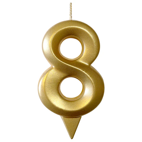 Свеча-цифра для торта "8", форма ГРАНЬ, золото, 7 см, на ножке, в Свеча-цифра для торта "8", форма ГРАНЬ, золото, 7 см, на ножке, в