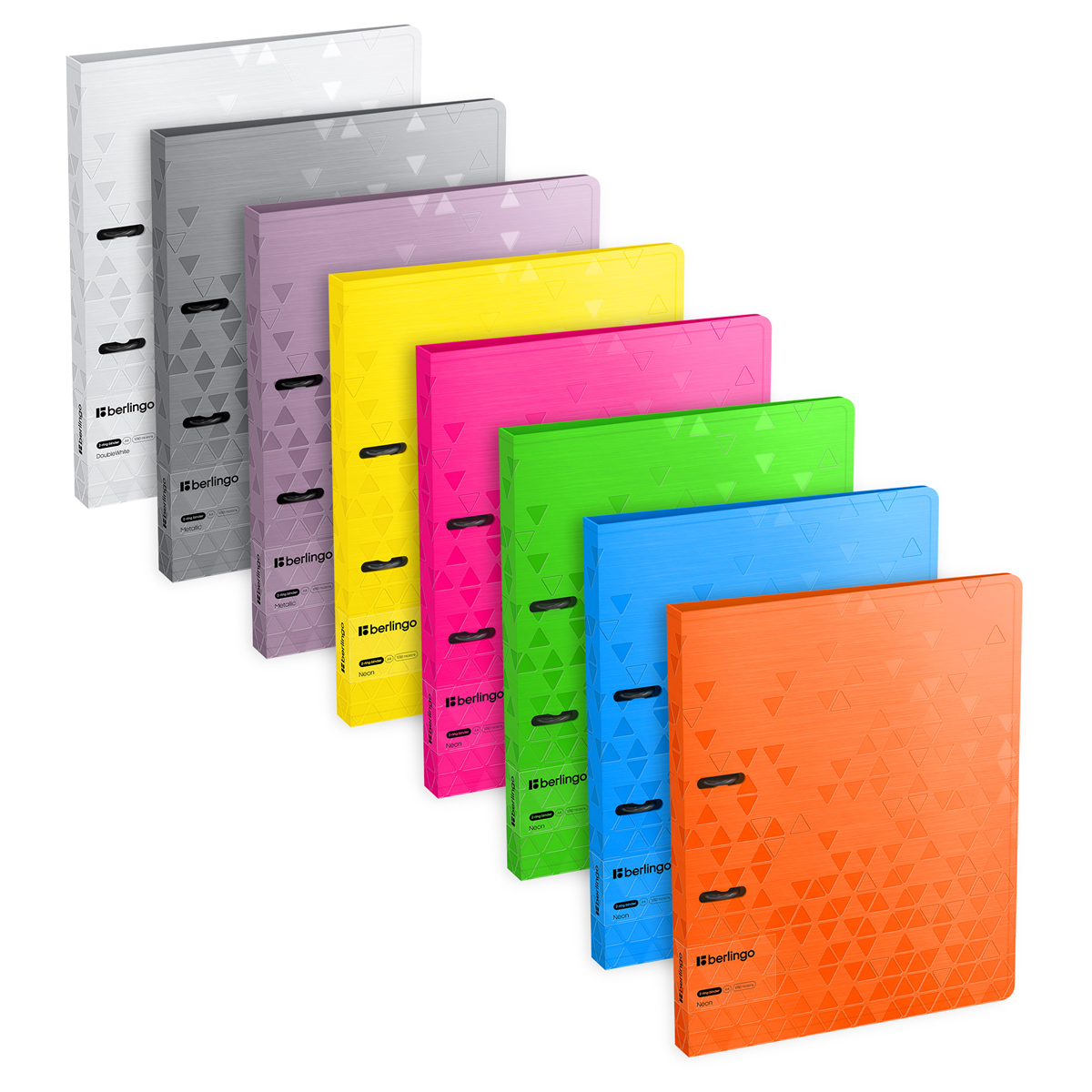 Папка на 2 кольцах Berlingo "Neon+Metallic+DoubleWhite", 24мм, Папка на 2 кольцах Berlingo "Neon+Metallic+DoubleWhite", 24мм,