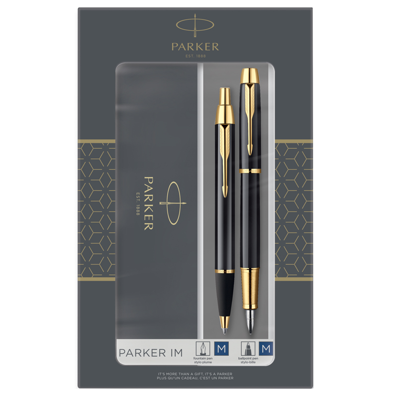 Набор Parker "IM Black GT": ручка шариковая, 1,0мм и ручка перьевая, Набор Parker "IM Black GT": ручка шариковая, 1,0мм и ручка перьевая,