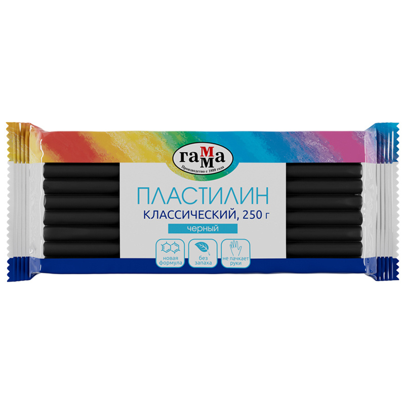 Пластилин Гамма "Классический", черный, 250г. 270818_06 Пластилин Гамма "Классический", черный, 250г. 270818_06