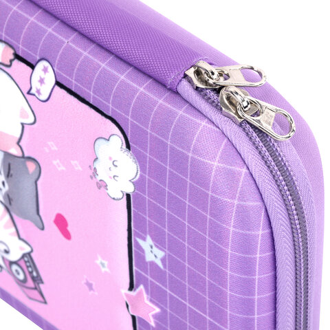 Пенал ЮНЛАНДИЯ большой, 1 отделение, 1 откидная планка, карман, полиэстер/EVA,