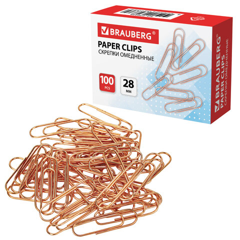 Скрепки BRAUBERG, 28 мм, омедненные, 100 шт., в картонной коробке, 270448 Скрепки BRAUBERG, 28 мм, омедненные, 100 шт., в картонной коробке, 270448
