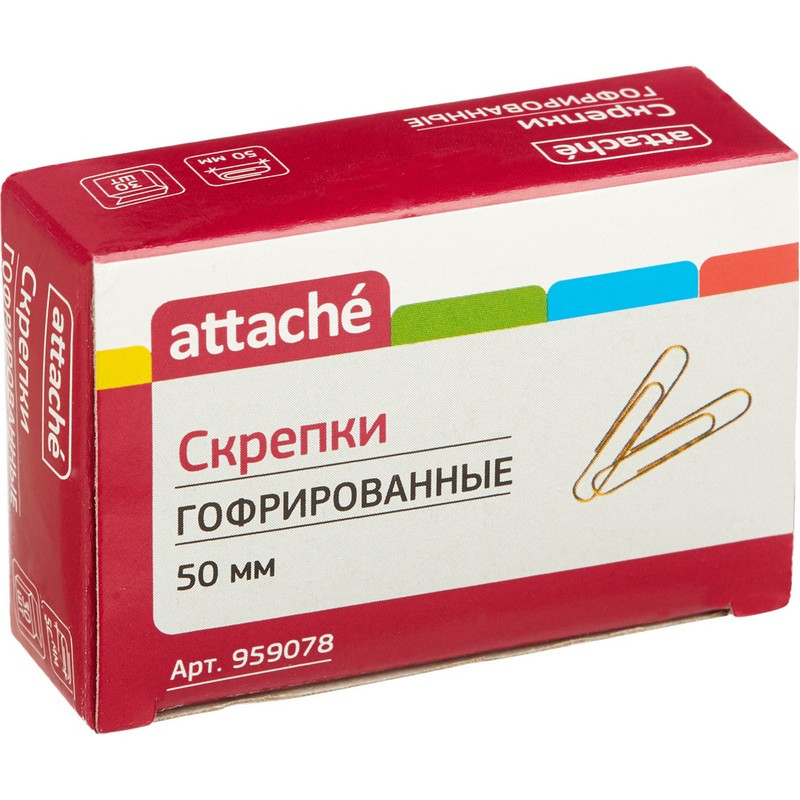 Скрепки Attache, 50 мм, гофрированные золотистые 30 шт.в карт.уп Скрепки Attache, 50 мм, гофрированные золотистые 30 шт.в карт.уп