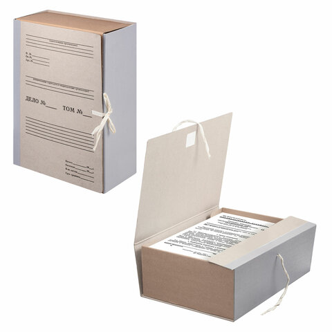 Короб архивный (240х330 мм), 120 мм, 2 завязки, переплетный картон/бумвинил, до Короб архивный (240х330 мм), 120 мм, 2 завязки, переплетный картон/бумвинил, до