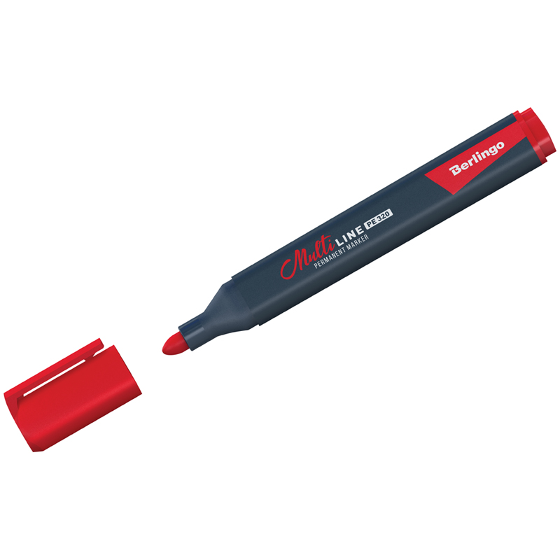 Маркер перманентный Berlingo "Multiline PE320" красный, пулевидный, Маркер перманентный Berlingo "Multiline PE320" красный, пулевидный,