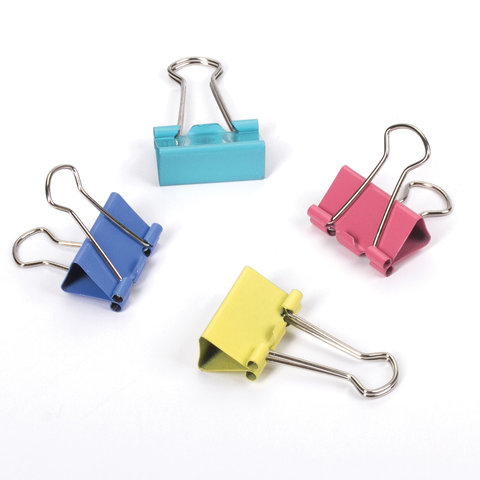 Зажимы для бумаг STAFF, КОМПЛЕКТ 12 шт., 32 мм, на 140 листов, цветные, Зажимы для бумаг STAFF, КОМПЛЕКТ 12 шт., 32 мм, на 140 листов, цветные,