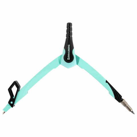 Циркуль с защитным колпачком BRAUBERG "ULTRA", 135 мм, мятный,