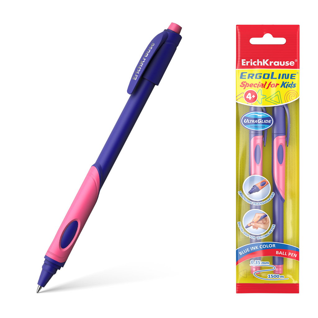 Ручка шариковая ErichKrause® ErgoLine® Kids Stick&Grip Neon Ultra Glide Ручка шариковая ErichKrause® ErgoLine® Kids Stick&Grip Neon Ultra Glide