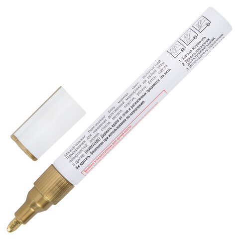 Маркер-краска лаковый (paint marker) 2-4 мм, ЗОЛОТИСТЫЙ, НИТРО-ОСНОВА, STAFF