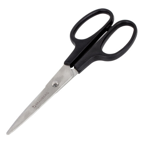 Ножницы BRAUBERG "Standard" 160 мм, классической формы, черные, 237095