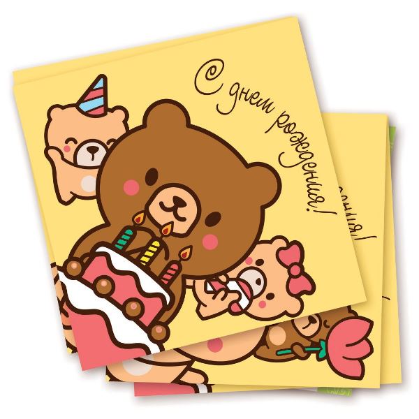 Салфетки Медвежата СДР 33х33см, 12 штук Салфетки Медвежата СДР 33х33см, 12 штук