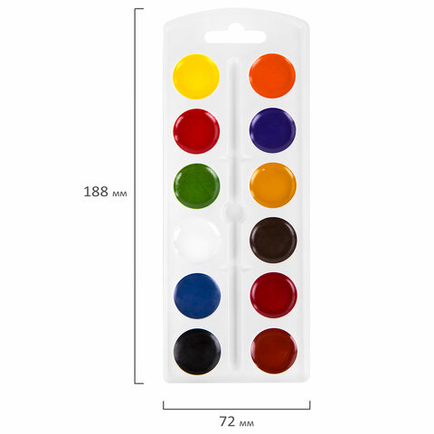 Краски акварельные ПИФАГОР "ЖИРАФ" на коррексе, 12 цветов, медовые,