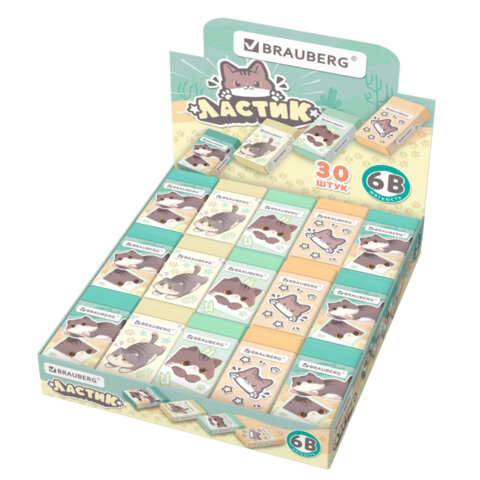 Ластик кросс-серия МИЛЫЕ КОТЫ, 50х24х10 мм, прямоугольный, картонный держатель, Ластик кросс-серия МИЛЫЕ КОТЫ, 50х24х10 мм, прямоугольный, картонный держатель,