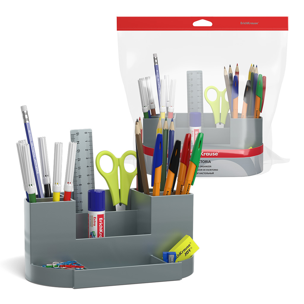 Набор школьный пластиковый ErichKrause® Victoria, Ice Metallic, серебряный Набор школьный пластиковый ErichKrause® Victoria, Ice Metallic, серебряный
