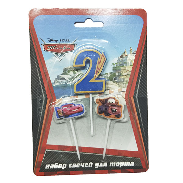 Свечи для торта Дисней Тачки (цифра 2, тачки 2 шт) Свечи для торта Дисней Тачки (цифра 2, тачки 2 шт)