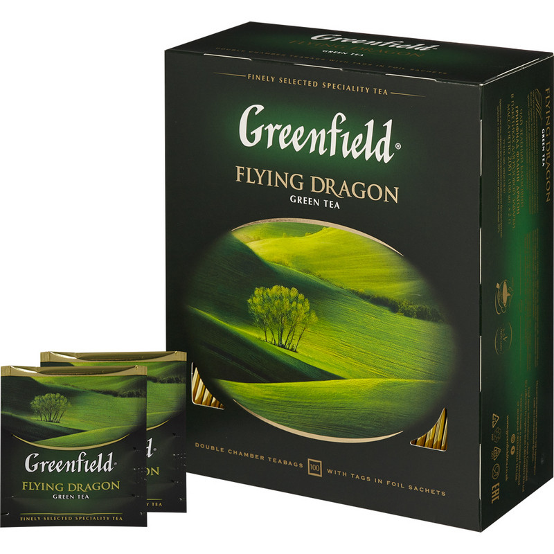 Чай Greenfield Flying Dragon зеленый фольгир.100пак/уп 0585-09 Чай Greenfield Flying Dragon зеленый фольгир.100пак/уп 0585-09