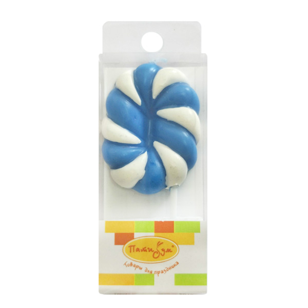 Свеча Цифра 0 Леденец голубой 4,8см Свеча Цифра 0 Леденец голубой 4,8см