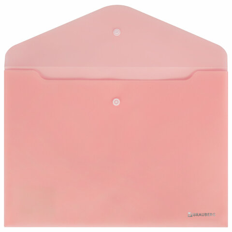 Папка-конверт с кнопкой BRAUBERG "Pastel", А4, матовая непрозрачная,