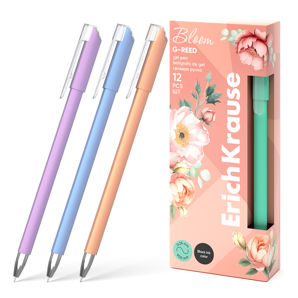 Ручка гелевая ErichKrause G-Reed Stick Pastel Bloom 0.38, цвет чернил черный (в Ручка гелевая ErichKrause G-Reed Stick Pastel Bloom 0.38, цвет чернил черный (в