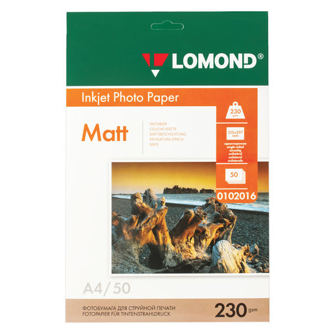 Фотобумага LOMOND для струйной печати, А4, 230 г/м2, 50 л., односторонняя Фотобумага LOMOND для струйной печати, А4, 230 г/м2, 50 л., односторонняя