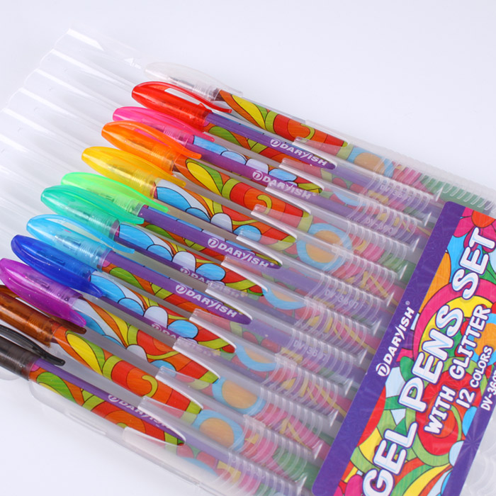 Набор ручек гелевых 12цв. "Darvish" с блёстками,в Набор ручек гелевых 12цв. "Darvish" с блёстками,в