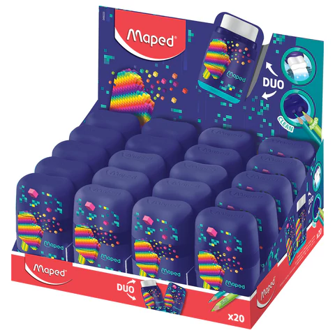 Точилка с ластиком 2 в 1 MAPED (Франция) "Pixel Party Connect", 2 Точилка с ластиком 2 в 1 MAPED (Франция) "Pixel Party Connect", 2