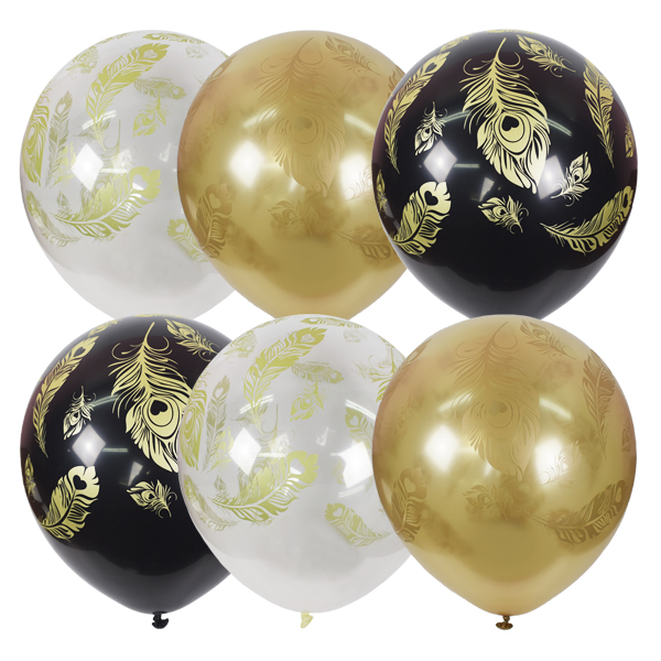 12"/30см BLACK&GOLD&TRANSPARENT (шелк) 5 ст. рис Перо Павлина 25шт 12"/30см BLACK&GOLD&TRANSPARENT (шелк) 5 ст. рис Перо Павлина 25шт
