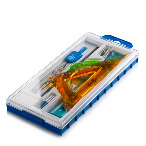 Чертежный набор 9 предметов, пластиковый пенал с европодвесом, РОССИЯ, GLOBUS, Чертежный набор 9 предметов, пластиковый пенал с европодвесом, РОССИЯ, GLOBUS,