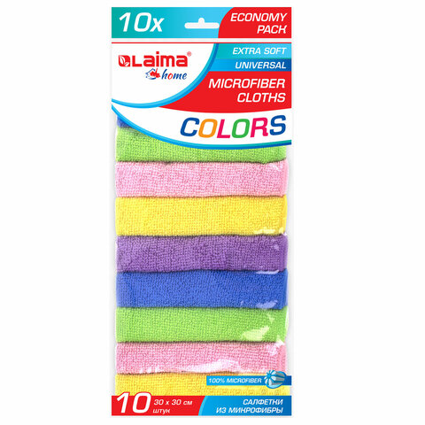 Салфетка из микрофибры 30х30 см "MULTI COLOUR ECONOMY PACK 10", Салфетка из микрофибры 30х30 см "MULTI COLOUR ECONOMY PACK 10",