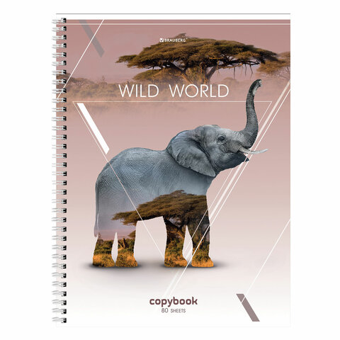 Тетрадь А4, 80 л., BRAUBERG, гребень, клетка, глянцевый лак, WILD, 404052 Тетрадь А4, 80 л., BRAUBERG, гребень, клетка, глянцевый лак, WILD, 404052