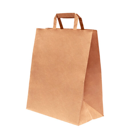 Крафт-пакет бумажный 24х14х29 см, КОМПЛЕКТ 50 шт., плоские ручки, плотность 90 Крафт-пакет бумажный 24х14х29 см, КОМПЛЕКТ 50 шт., плоские ручки, плотность 90