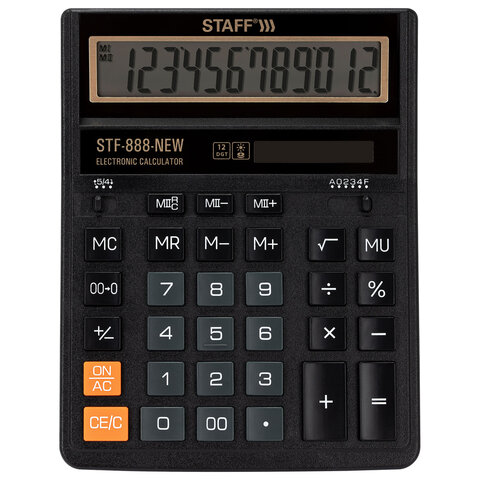 Калькулятор настольный STAFF STF-888-New (202x158 мм), 12 разрядов, двойное Калькулятор настольный STAFF STF-888-New (202x158 мм), 12 разрядов, двойное