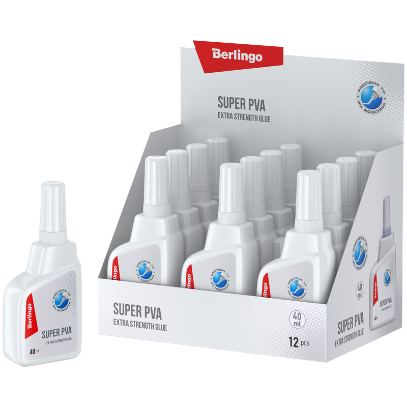 Клей ПВА Berlingo, экстрасильный, 40мл. Клей ПВА Berlingo, экстрасильный, 40мл.