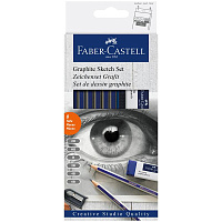 Набор карандашей ч/г Faber-Castell "Goldfaber", 6шт.+ластик+точилка, 2H-6B, заточен., карт. уп., евр. 114000