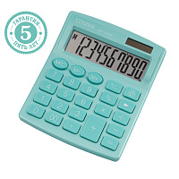 Калькулятор настольный Citizen SDC-810NRGNE, 10 разрядов, двойное питание, 102*124*25мм, бирюзовый