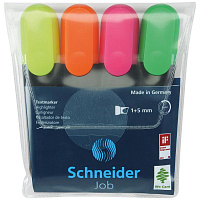 Набор текстовыделителей Schneider "Job" 4цв., 1-5мм, прозрачный чехол 1500