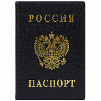 Обложка для паспорта ДПС, ПВХ, тиснение "Герб", черный. 2203.В-107