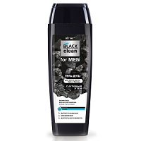 ВИТЭКС BLACK CLEAN FOR MEN ГЕЛЬ-ДУШ с активным углем для мытья волос, тела и бороды, 400мл/18шт, код 08 43
