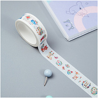 Клейкая лента декоративная MESHU "Cute toys", 1,5 см*3м