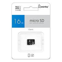 Карта памяти MicroSDHC 16GB Class 10 SmartBuy: SB16GBSDCL10-00 штр.: 4607177552156