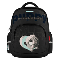 РЮКЗАК ЧЕРНЫЙ С ЭРГОНОМИЧНОЙ СПИНКОЙ "FRENCH PUPPY"