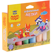 Мелки цветные для асфальта Мульти-Пульти, 6цв., круглые картонная коробка, европод.