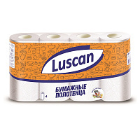 Полотенца бумажные Luscan с&nbsp-тиснением двухслойные (4 рулона по&nbsp-12,5 метра)