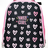 Рюкзак Schoolformat ERGONOMIC + YES GIRL 19,8 л черн. 38х30х18 см жестк. каркас 2 отд. молния для девочек