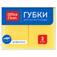 Губки для посуды OfficeClean, поролон с абразивным слоем, профильные, 96*64*42мм, 2шт. 281461